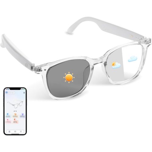 KALANKA-Lunettes intelligentes Bluetooth pour Femme - Lunettes de Traduction IA - Prise en Charge de Plus de 110 Langues - Microphone intégré - Verres à Changement de Couleur - Cadre Transparent avec