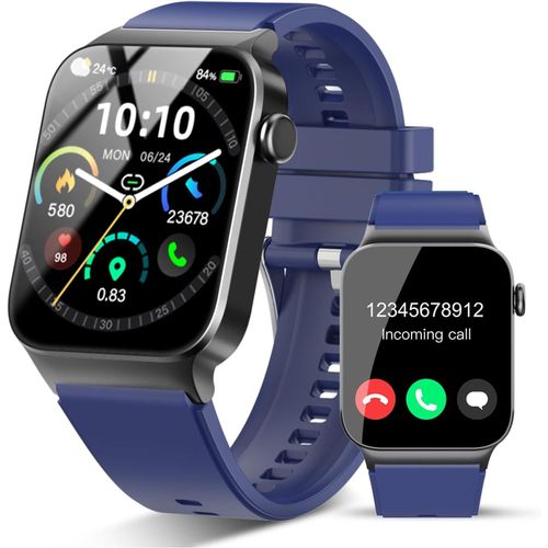 Montre Connectée Homme Femmes Avec Appel Bluetooth, 1.85"" Smartwatch Avec 110+ Sportifs,Etanche Ip68 Smart Watch, Podometre/Cardiofrequencemetre/Sommeil, Montre Sport, Bleu[MON9260048]