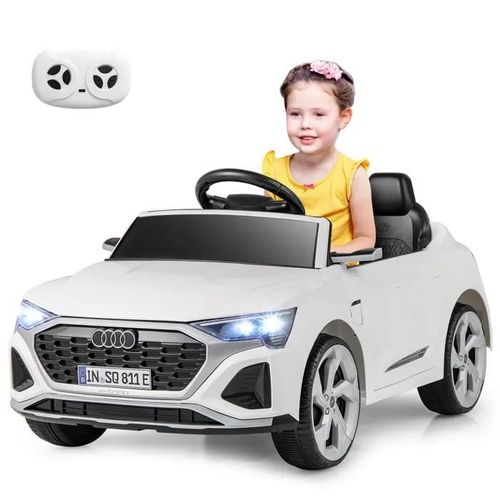 Voiture Électrique Pour Enfants Costway Licence Audi Télécommande&lumières&musique 3 Vitesses Démarrage Progressif98x49x43cm Blanc