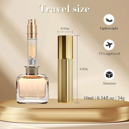Kalanka-Atomiseur De Parfum, Flacon Pulvérisateur De 10 Ml, Rechargeable Et Format Voyage, Facile À Remplir, Distributeur De Cologne Pour Homme Et Femme (Doré Et Argent) 