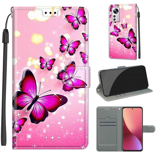 Saturcase Coque Pour Xiaomi 12 12s 12x, Beau Pu Cuir Magnétique Flip Portefeuille Support Porte-Carte Dragonne Protecteur Housse Étui Pour Xiaomi 12 12s 12x (Dy-6)