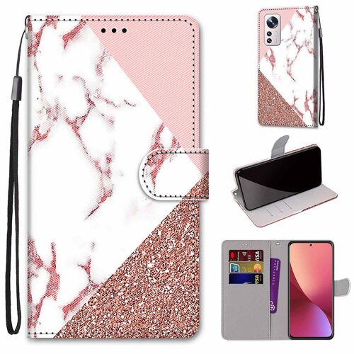 Saturcase Coque Pour Xiaomi 12 12s 12x, Beau Pu Cuir Magnétique Flip Portefeuille Support Porte-Carte Dragonne Protecteur Housse Étui Pour Xiaomi 12 12s 12x (Dh-2)
