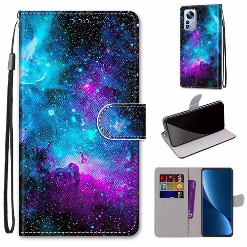 Saturcase Coque Pour Xiaomi 12 Pro / 12s Pro, Beau Pu Cuir Magnétique Flip Portefeuille Support Porte-Carte Dragonne Protecteur Housse Étui Pour Xiaomi 12 Pro / 12s Pro (Dh-8)