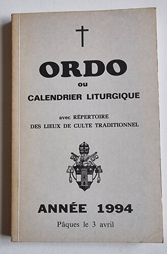 Ordo Ou Calendrier Liturgique - Année 1994