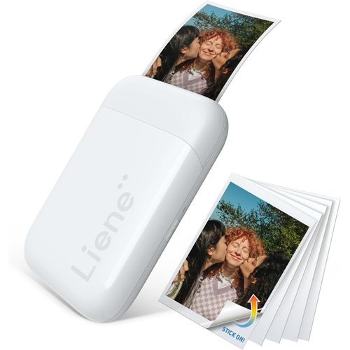 Pearl K100 Mini Imprimante Photo pour iPhone, 2x3 Imprimante Photo Portable avec 50 Zink Papiers à Dos Collant, Bluetooth 5.0, Compatible avec iOS & Android, Application Dédiée (Blanc)