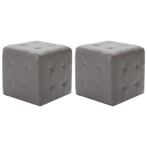 2 Pcs Tables De Chevet Gris 30x30x30 Cm Similicuir
