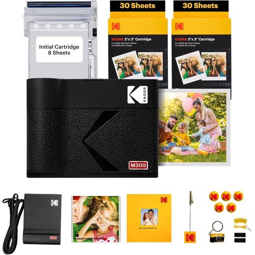 Mini 2 Era 4PASS Imprimante Photo Portable (5,3x8,6cm) (Jaune, Imprimante Photo Portable + 68 Feuilles (8 Feuilles initiales + Paquet de 60 Feuilles))