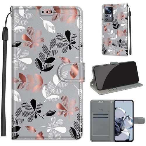 Saturcase Coque Pour Xiaomi 12t / 12t Pro, Beau Pu Cuir Magnétique Flip Portefeuille Support Porte-Carte Dragonne Protecteur Housse Étui Pour Xiaomi 12t / 12t Pro (Dy-17)