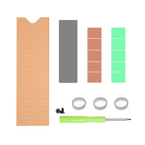 Dissipateur thermique M.2 en cuivre, radiateur de disque solide de refroidisseur de cuivre de 3 pièces 2280 SSD avec le tampon thermique de silicone pour le bureau d'ordinateur portable