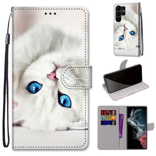 Saturcase Coque Pour Samsung Galaxy S23 Ultra, Beau Pu Cuir Magnétique Flip Portefeuille Support Porte-Carte Dragonne Protecteur Housse Étui Pour Samsung Galaxy S23 Ultra (Dk-2)