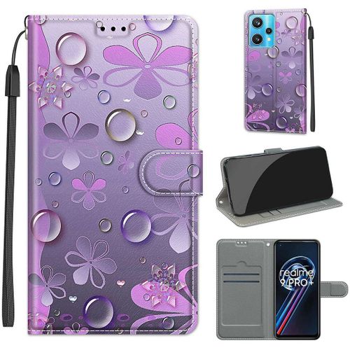 Saturcase Coque Pour Realme 9 Pro Plus, Beau Pu Cuir Magnétique Flip Portefeuille Support Porte-Carte Dragonne Protecteur Housse Étui Pour Realme 9 Pro Plus (Dy-14)