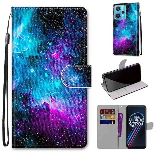 Saturcase Coque Pour Realme 9 Pro Plus, Beau Pu Cuir Magnétique Flip Portefeuille Support Porte-Carte Dragonne Protecteur Housse Étui Pour Realme 9 Pro Plus (Dh-8)