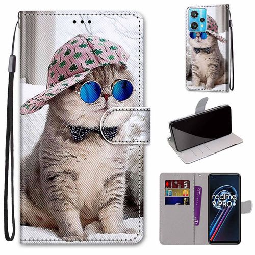 Saturcase Coque Pour Realme 9 Pro Plus, Beau Pu Cuir Magnétique Flip Portefeuille Support Porte-Carte Dragonne Protecteur Housse Étui Pour Realme 9 Pro Plus (Dh-4)