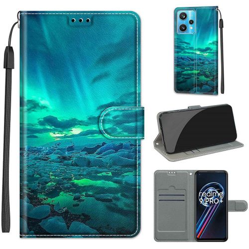 Saturcase Coque Pour Realme 9 Pro Plus, Beau Pu Cuir Magnétique Flip Portefeuille Support Porte-Carte Dragonne Protecteur Housse Étui Pour Realme 9 Pro Plus (Dy-7)