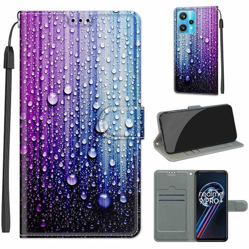 Saturcase Coque Pour Realme 9 Pro Plus, Beau Pu Cuir Magnétique Flip Portefeuille Support Porte-Carte Dragonne Protecteur Housse Étui Pour Realme 9 Pro Plus (Dy-8)