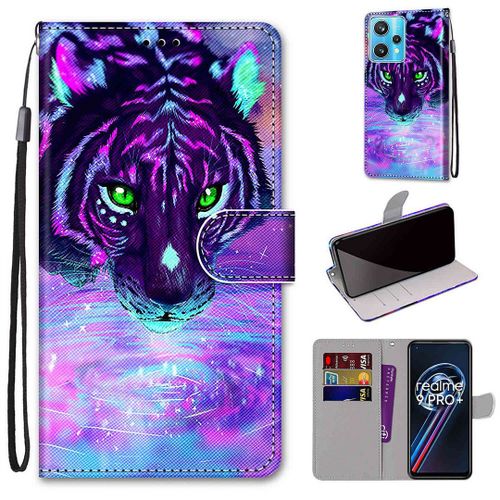 Saturcase Coque Pour Realme 9 Pro Plus, Beau Pu Cuir Magnétique Flip Portefeuille Support Porte-Carte Dragonne Protecteur Housse Étui Pour Realme 9 Pro Plus (Dk-6)