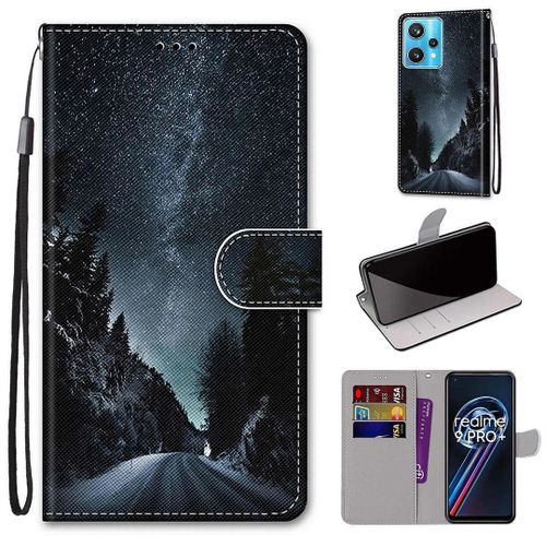 Saturcase Coque Pour Realme 9 Pro Plus, Beau Pu Cuir Magnétique Flip Portefeuille Support Porte-Carte Dragonne Protecteur Housse Étui Pour Realme 9 Pro Plus (Dk-10)