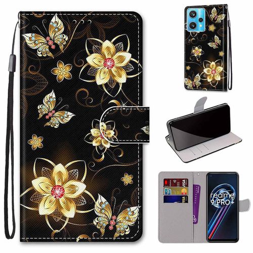 Saturcase Coque Pour Realme 9 Pro Plus, Beau Pu Cuir Magnétique Flip Portefeuille Support Porte-Carte Dragonne Protecteur Housse Étui Pour Realme 9 Pro Plus (Dk-1)