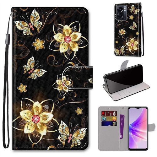 Saturcase Coque Pour Oppo A57 5g 2022 / Reamle V23, Beau Pu Cuir Magnétique Flip Portefeuille Support Porte-Carte Dragonne Protecteur Housse Étui Pour Oppo A57 5g 2022 / Reamle V23 (Dk-1)