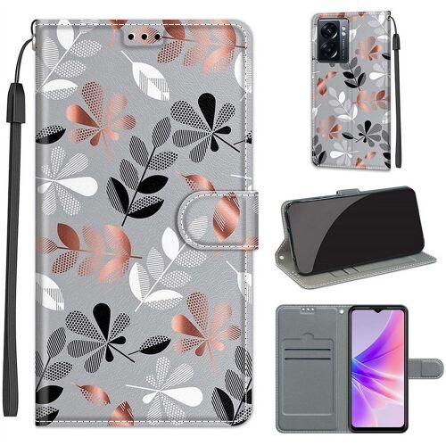 Saturcase Coque Pour Oppo A57 5g 2022 / Reamle V23, Beau Pu Cuir Magnétique Flip Portefeuille Support Porte-Carte Dragonne Protecteur Housse Étui Pour Oppo A57 5g 2022 / Reamle V23 (Dy-17)
