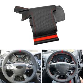 Couverture De Volant De Voiture Garniture En Cuir Pour Ford Focus 3 2012 2013 2014 C-Max 2011-2014 Kuga Escape 2013-2016 Noir Avec Bande Rouge
