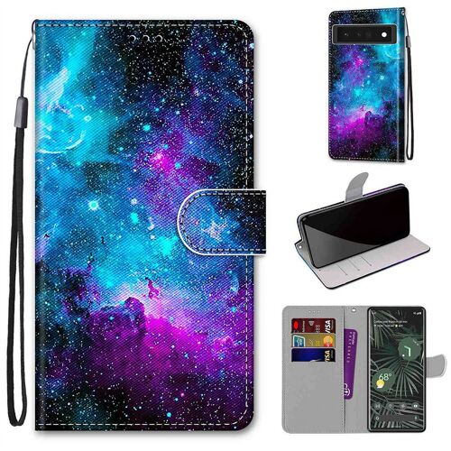 Saturcase Coque Pour Google Pixel 6 Pro, Beau Pu Cuir Magnétique Flip Portefeuille Support Porte-Carte Dragonne Protecteur Housse Étui Pour Google Pixel 6 Pro (Dh-8)