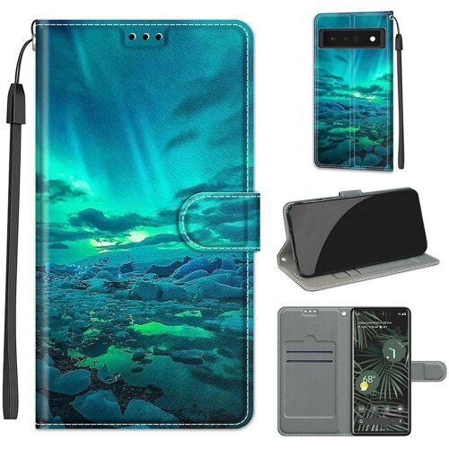 Saturcase Coque Pour Google Pixel 6 Pro, Beau Pu Cuir Magnétique Flip Portefeuille Support Porte-Carte Dragonne Protecteur Housse Étui Pour Google Pixel 6 Pro (Dy-7)