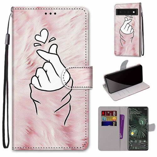 Saturcase Coque Pour Google Pixel 6 Pro, Beau Pu Cuir Magnétique Flip Portefeuille Support Porte-Carte Dragonne Protecteur Housse Étui Pour Google Pixel 6 Pro (Dh-12)