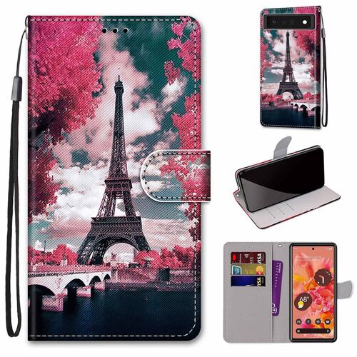 Saturcase Coque Pour Google Pixel 6, Beau Pu Cuir Magnétique Flip Portefeuille Support Porte-Carte Dragonne Protecteur Housse Étui Pour Google Pixel 6 (Dk-19)