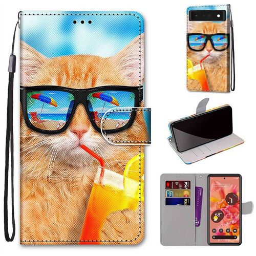 Saturcase Coque Pour Google Pixel 6, Beau Pu Cuir Magnétique Flip Portefeuille Support Porte-Carte Dragonne Protecteur Housse Étui Pour Google Pixel 6 (Dk-20)