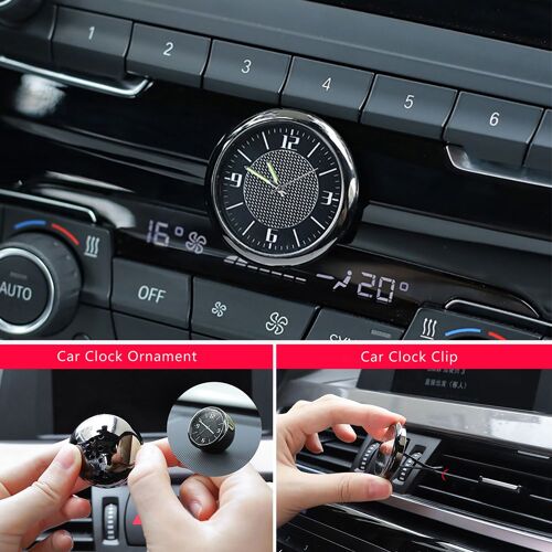 Horloge Numérique Ronde Universelle pour Voiture Prada, 2 en 1, à Piles, Sortie d'Aération, Décoration Noctilucent, Bâtons d'Horloge
