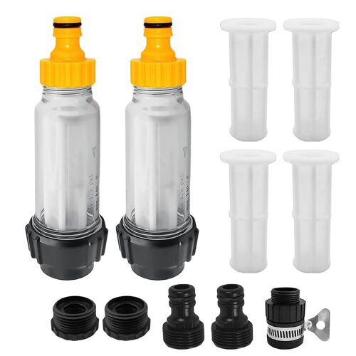 Filtre Fileté À Rondelle À Filetage Interne De 3/4 Pouces Pour Nettoyeur Haute Pression Karcher K2-K7 Avec 6 Inserts De Filtre Et 2 Rainures Rapides
