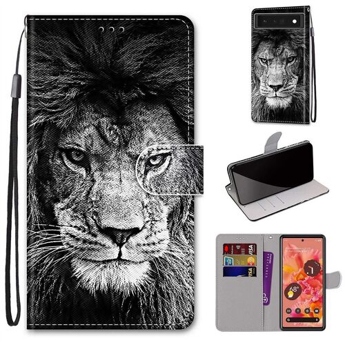 Saturcase Coque Pour Google Pixel 6, Beau Pu Cuir Magnétique Flip Portefeuille Support Porte-Carte Dragonne Protecteur Housse Étui Pour Google Pixel 6 (Dh-13)
