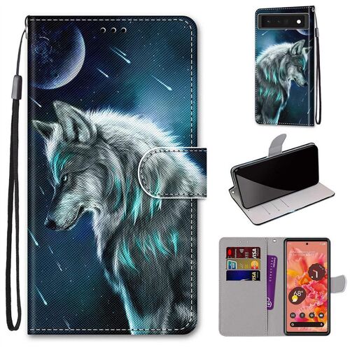 Saturcase Coque Pour Google Pixel 6, Beau Pu Cuir Magnétique Flip Portefeuille Support Porte-Carte Dragonne Protecteur Housse Étui Pour Google Pixel 6 (Dk-16)