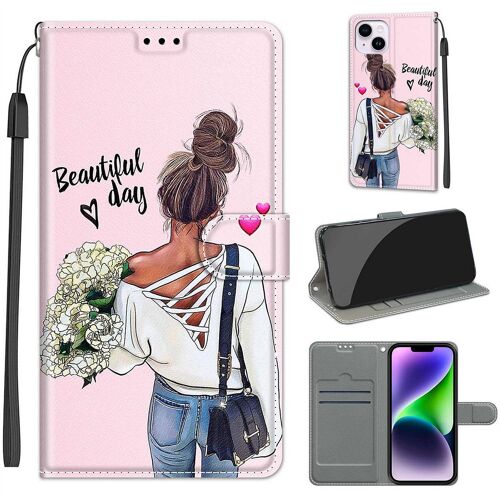 SATURCASE Coque pour Apple iPhone 14 Plus, Beau PU Cuir Magnétique Flip Portefeuille Support Porte-carte Dragonne Protecteur Housse Étui pour Apple iPhone 14 Plus (DY-19)