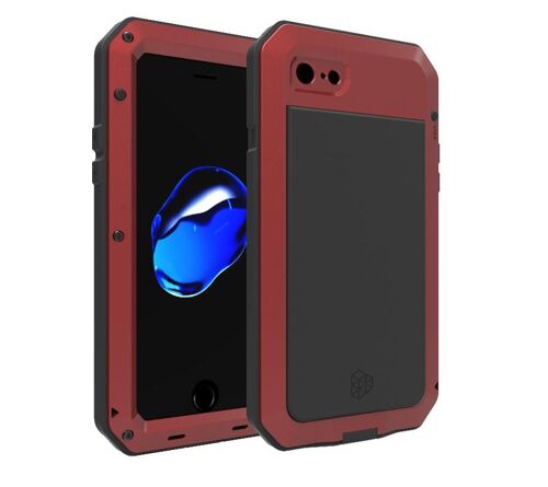 Étui Pour Iphone 7/8 Housse De Protection Intégrale 360 Sports De Plein Air Boîtier En Métal D'alliage D'aluminium Preuve De Poussière Résistant Aux Chocs - Rouge