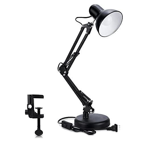 Lampe De Bureau, Lampe De Table À Bras Oscillant, Lampe De Bureau E27, Lampe De Bureau D'architecte Classique Avec Pince, Lampe De Bureau Flexible Pour Le Bureau, La Lecture, Le Chevet, L'artisanat, La Peinture, La Rentrée Scolaire Et Plus Encore