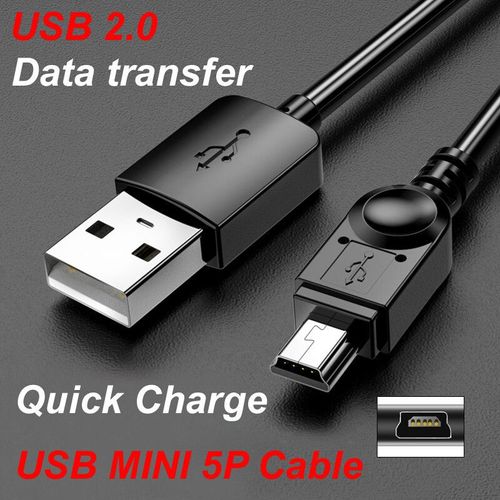 Boîtier de disque dur mobile USB 2.0,mini USB vers USB A,chargeur de données rapide,alimentation V3,directions pour voiture,DVR,GPS,TV,PS3,HDD,1 m,5 broches - Type 0.25cm