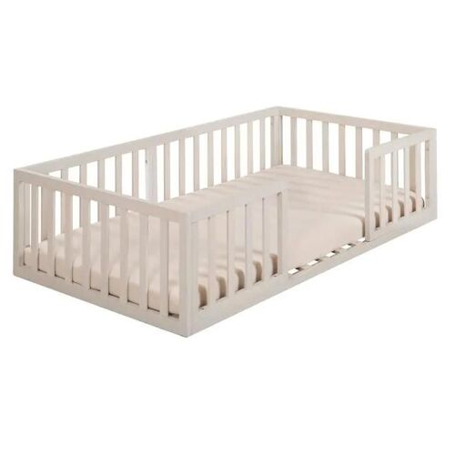 Lit Bébé Montessori Au Sol - Roba - Avec Sommier À Lattes 70 X 140 Cm Et Protection Antichute - Beige
