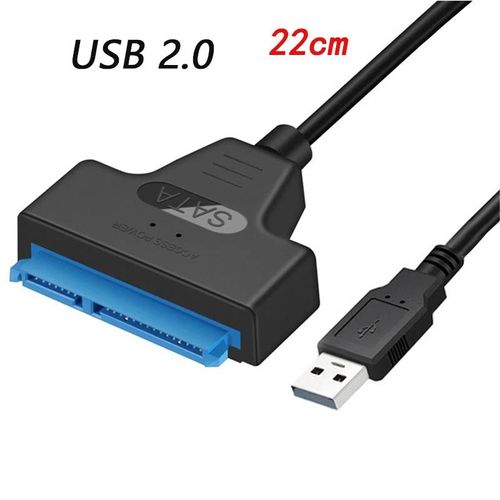 Câble SATA vers USB USB 3.0/Type-C vers SATA III adaptateur de pilote dur pour disque dur 2.5 "HDD/SSD SATA III convertisseur USB SATA-USB 2.0 22cm