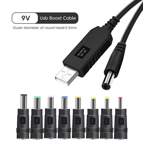 OLAF-Câble d'alimentation USB vers DC,5V à 12V,convertisseur Boost,8 Cave,USB vers DC Jack,câble de charge pour routeur WiFi,mini ventilateur,haut-parleur - Type 5V To 9V and 8heads-1M