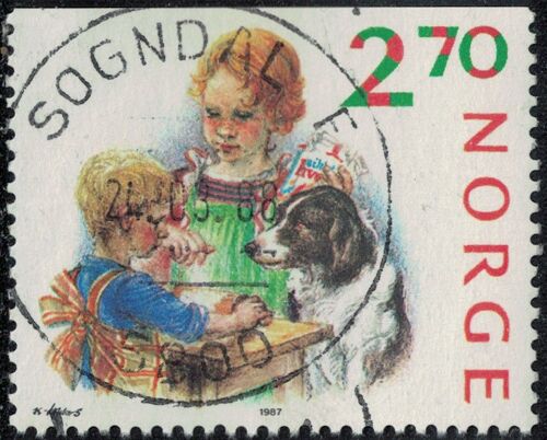 Norvège 1987 Oblitéré Used Préparation De Noël Enfants Et Leur Chien Y&t No 941 Su