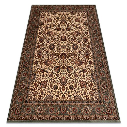 67x130 Cm Tapis En Laine Kashqai 4362 101 Ornement Beige / Vert