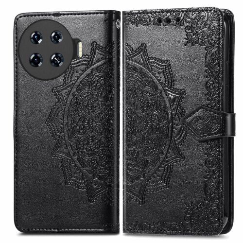 Flip Étui Pour Tecno Spark 20 Pro 4g Antichoc Étui En Cuir Motif Exquis Couverture Rabotant Simple Entreprise - Noir