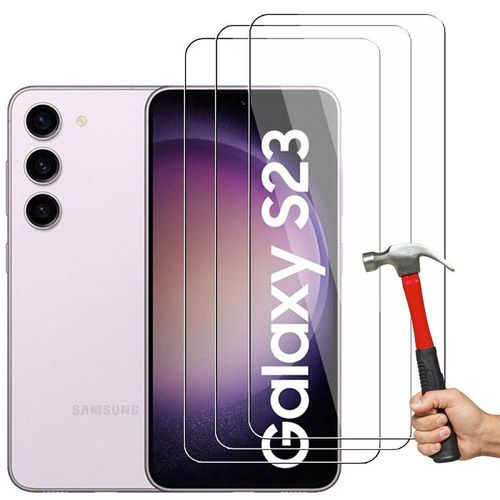 HQSELECTION® LOT DE 3 Verre Trempé Pour Samsung Galaxy S23 .Film de Protection d'écran Transparent - Anti Rayures - Ultra Résistant Dureté 9H
