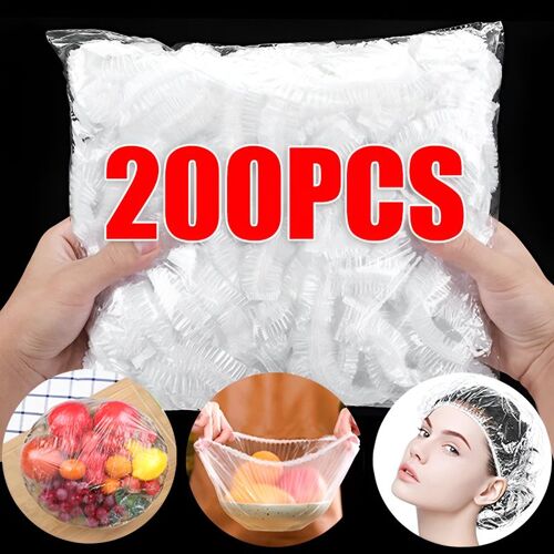 Couvre-chaussures en plastique élastique rond de qualité alimentaire, couvercle alimentaire pour poulet, équipement de douche et de sauna, bouchons de bols, sac de conservation des aliments frais, 200