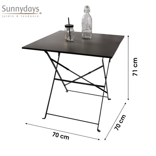 Table À Manger Table De Jardin Pliable Carrée En Métal Gris Anthracite 70x70xh71cm