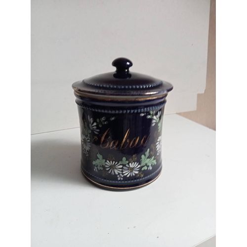 Pot Ancien ? Tabac En C?ramique ?maill? P?riode 1900 Hauteur 15 Cm Diam?tre 10 Cm