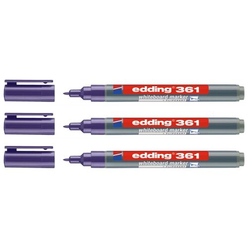 Edding Lot De 3 Marqueurs Pour Tableaux Blancs 361 Violet Pointe Fine 1 Mm