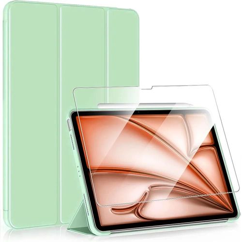 Coque + Verre Trempé pour iPad Air 11 Pouces M3/M2 2025 2024, Protection Antichoc Support Veille-Réveil - Vert - E.F.Connection